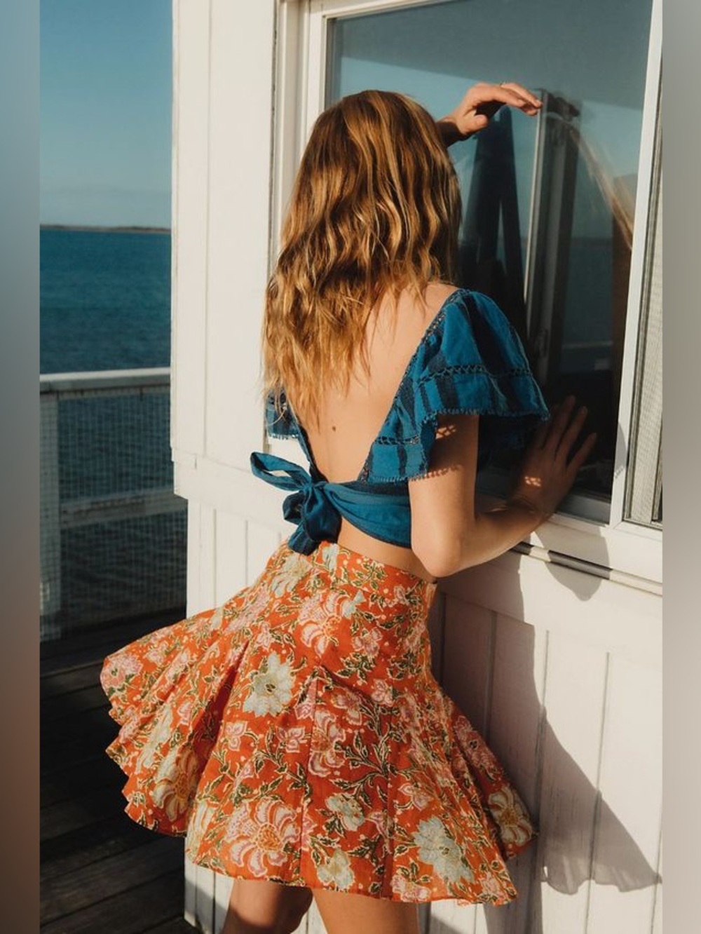Free people vibrant eccentric flowy indie bohemian mini skirt playful dainty 8
